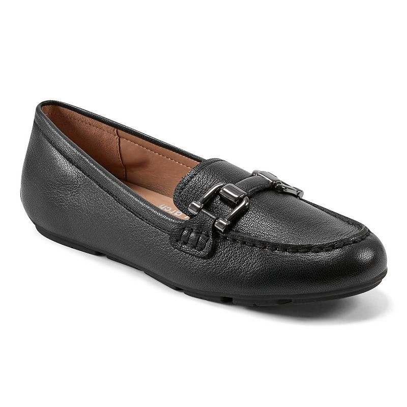 Easy Spirit Megan Womens Slip-On Ornamental Driving Moccasins, Size: 9, Black Black