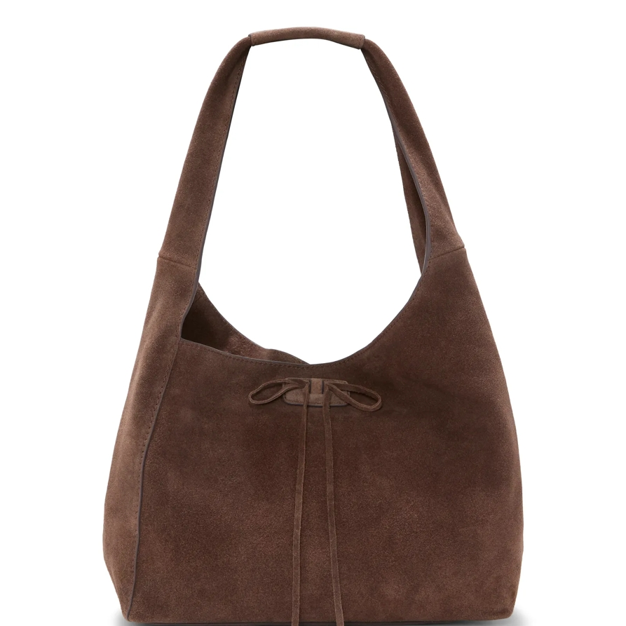 Clem Mini Suede Hobo, Dark Brown